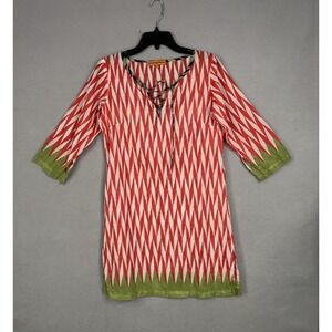 Roberta Freymann Dress Womens Small Colorful Geometric Boho 3/4 Sleeve Summer